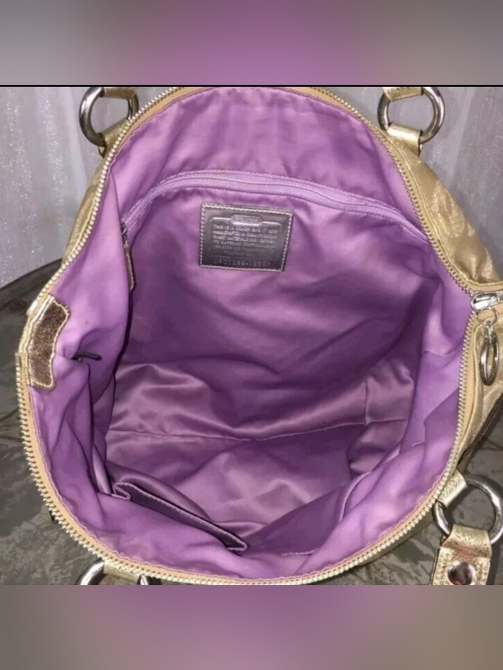 Coach POPPY Story Patch Glam Gold Tote - Picture 6 of 15